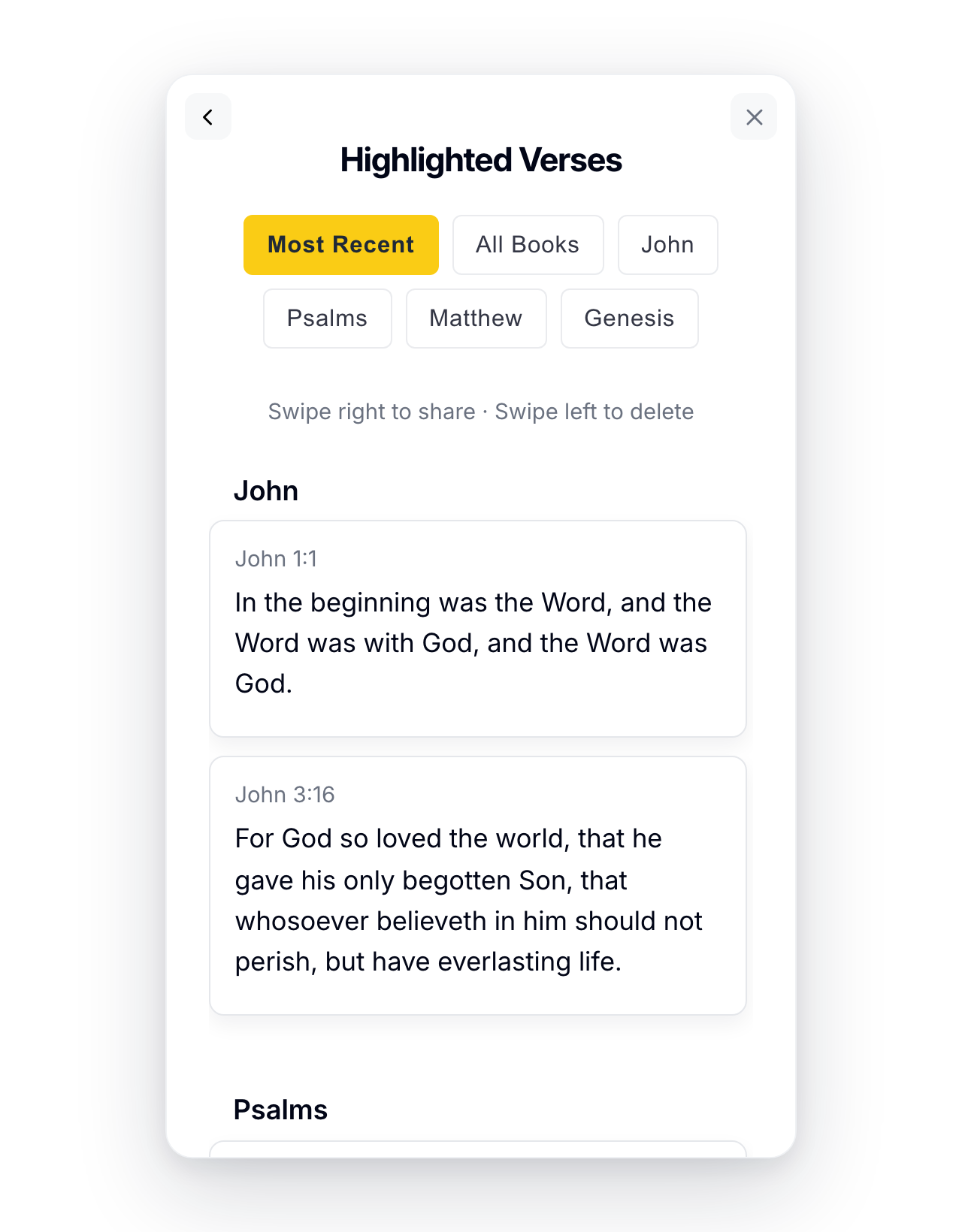 Highlighted verses